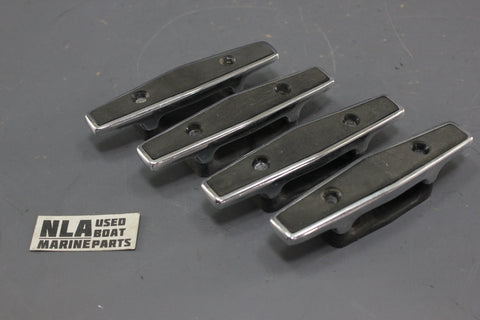Boat Marine Cleat Cleats Dock Set of 4 Chrome Black Top 4-1/2" Bayliner 2-hole