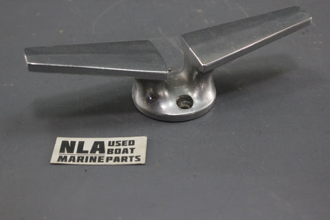 Boat Marine Vintage Sliverline Single Cleat Dock Winged Chrome Open Base 2-hole