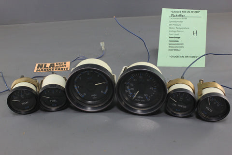 Boat Gauge Set Medallion Gauges RPM Speedometer Voltage Oil Pressure Fuel Temp
