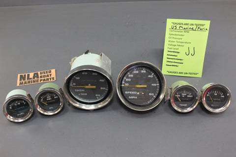 Boat Gauge Set US Marine Faria Square Gauges Gray RPM Speedometer Fuel Temp