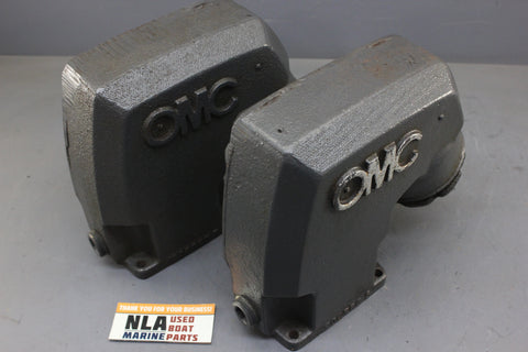 OMC 909863 0909863 Exhaust Elbows Riser Stringer V8 305 350 5.7L High Rise Pair