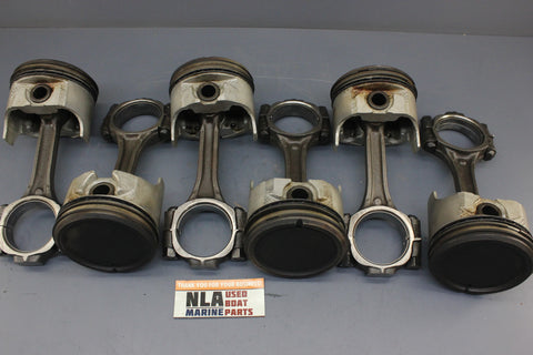 OMC MerCruiser GM 14006722 14053831 Piston Connecting Rod Set 3.8L V6 229 Engine