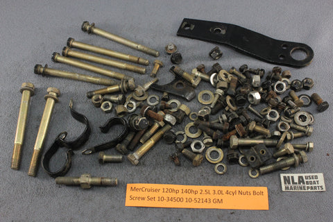 MerCruiser 120hp 140hp 2.5L 3.0L 4cyl Nuts Bolt Screw Set 10-34500 10-52143 GM