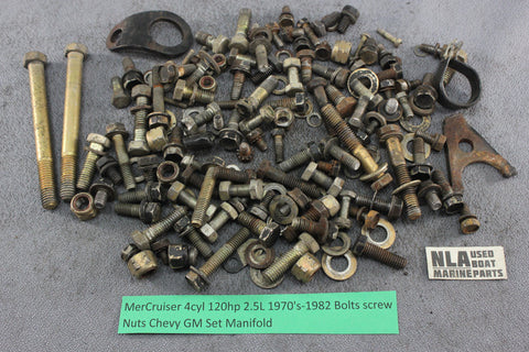 MerCruiser 4cyl 120hp 2.5L 1970's-1982 Bolts screw Nuts Chevy GM Set Manifold