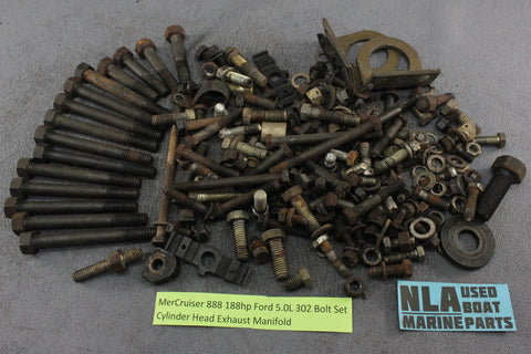 MerCruiser 888 188hp Ford 5.0L 302 Bolt Set Cylinder Head Exhaust Manifold