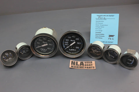 Boat Gauges Set Faria Black Blue Speedo RPM Tachometer Fuel Gauge Water Temp