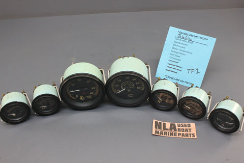 Boat Gauge Set Teleflex Gauges Red Black Tan RPM Speedo Tachometer Temp Fuel Oil