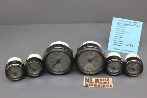 Bayliner US Marine Faria Gauge Set Silver Gray RPM Speeometer Fuel Level Temp