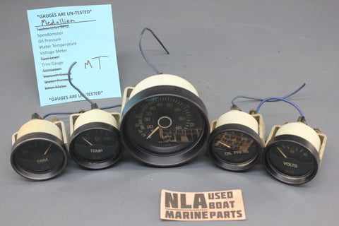 Boat Gauge Set Medallion Red White Black Speedometer Gauges Oil Trim Temp