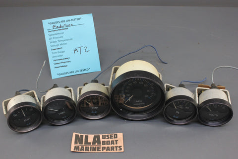 Boat Gauge Set Medallion Blue White Speedometer Gauges Oil Fuel Trim Temp