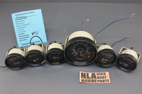 Boat Gauge Set Medallion Black Red Speedometer Fuel Level Trim Voltage Oil