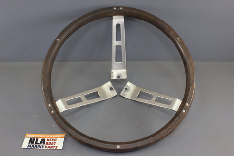 MerCruiser OMC Steering wheel Chrome Wood Grain Handle Boat Marine Helm Cap