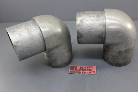 Marine Inboard 90-Degree Elbow Tube Exhaust Manifold 4-inch OD Cast Aluminum Set