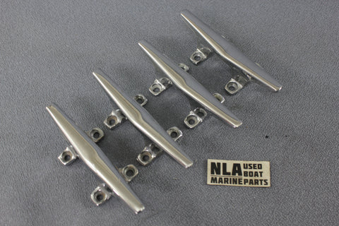 Boat Marine Cleat Cleats 4 1/2" Dock Tie-Off Set of 4 Chrome Open Base 4-hole