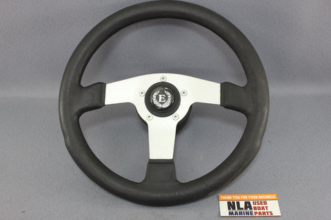 Boat Steering Wheel 4 Ebbtide Black Rubber Grip 3-Spoke Stainless Helm Cap Cover