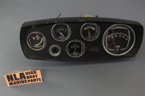 MerCruiser Kiekhaefer Vintage Gauge Instrument Panel 55194 Black Metal 4CYL RPM