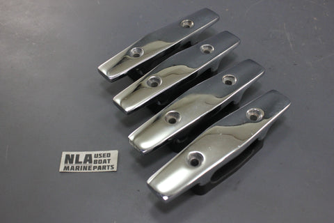 Boat Marine Cleat Cleats Dock Set of 4 Full Chrome Top 6" Bayliner 2-hole