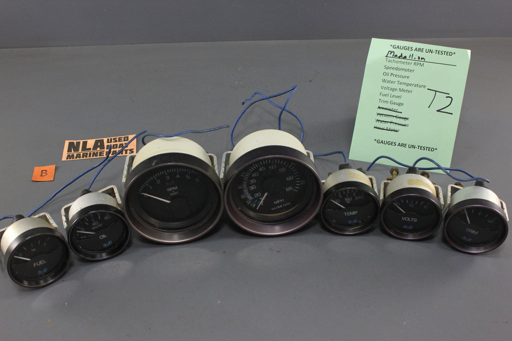 Boat Gauge Set Medallion Blue White Speedometer RPM Gauges Oil Fuel Tr ...
