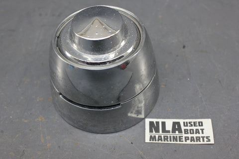 Boat Steering Wheel Wood Grain Center Hub Chrome Mount 3/4 Tapered Shaft Cover