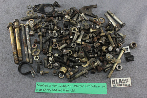 MerCruiser 4cyl 120hp 2.5L 1970's-1982 Bolts screw Nuts Chevy GM Set Manifold