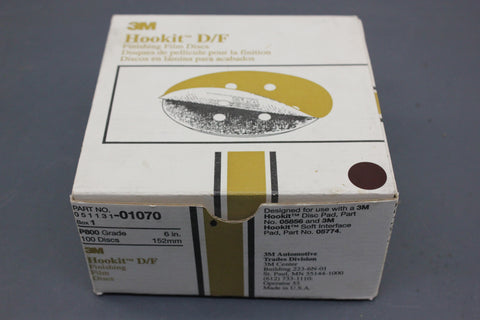 3M 051131-01070 Hookit D/F P 800 Grit 6" Hook & Loop Sanding Disc 100 Piece