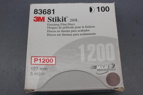 3M 83681 Stikit 260L P1200 Grit 5" Sanding Finishing Disc 100 Piece