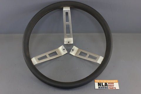 Boat 14in Steering Wheel Rubber Handle Stainless 3-Spoke Marine 80's Helm DetMar