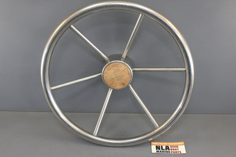 Boat Destroyer Style Steering Wheel Stainless Steel Tube 6-Spoke Chrome 14-7/8"