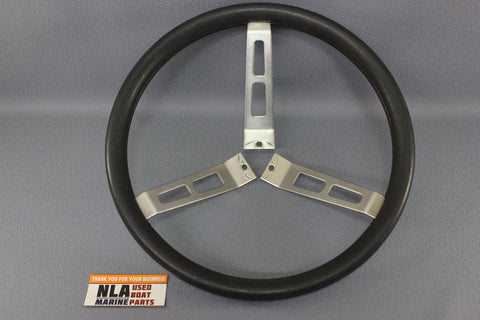 Boat Steering Wheel Rubber Handle Stainless 3-Spoke Marine 80's Helm DetMar