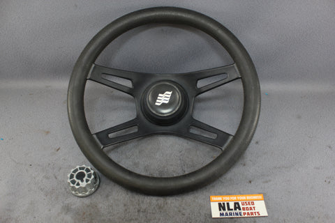 Boat Steering Wheel Four Winns Black 4-Spoke Plastic Helm Cap Cover Hub