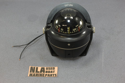 Vintage Aqua Meter Saturn Boat Compass Model 147 Lighted Dash Bracket Mount