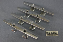 Boat Marine Cleat Cleats  6 1/4" Dock Tie-Off Set of 4 Chrome Open Base 2-hole