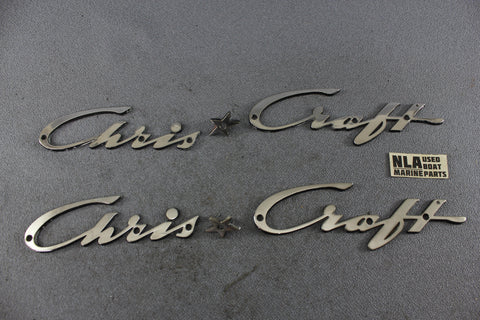 Chris Craft Vintage Emblem Nameplate Logo Decal Boat Marine Hardware Chrome