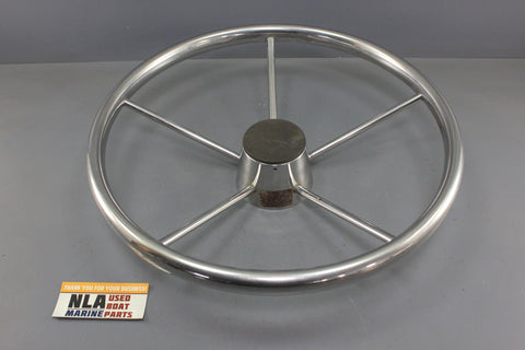 Boat Steering Wheel Stainless Steel Tube Destroyer Style Flat 5-Spoke Chrome